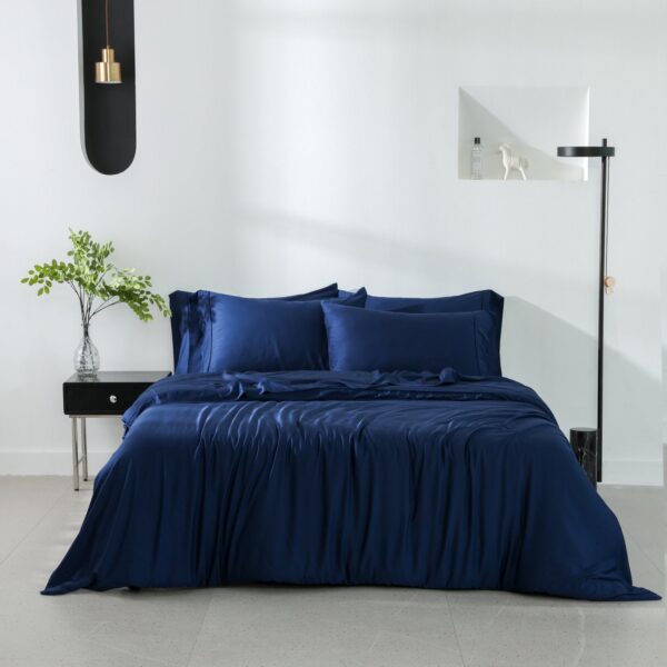 Navy bamboo sheets Nest by Nature