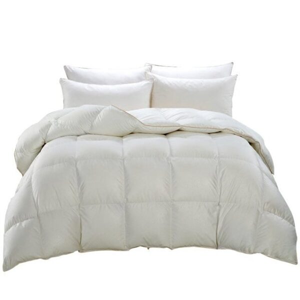 Hutterite White Goose Down duvet on bed